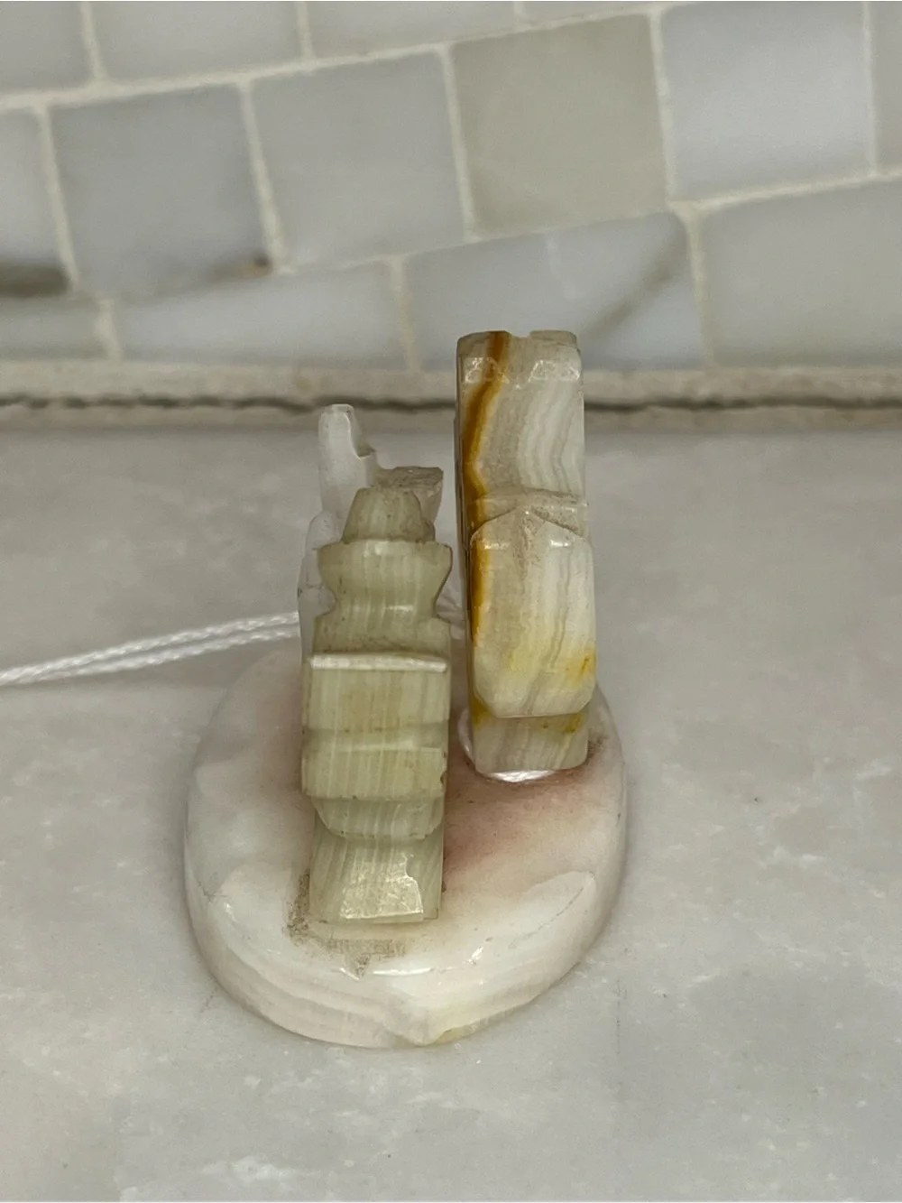 Vintage Mexican Green Onyx Ashtray & Figurine Set Mid Century Siesta Man Burro